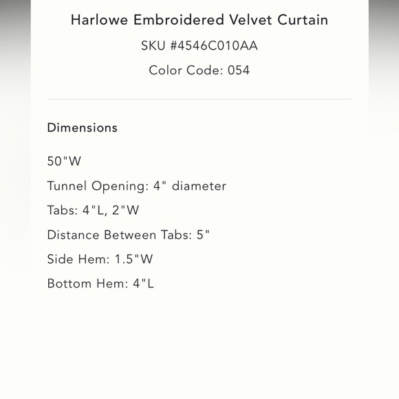 Anthropologie Harlowe Embroidered Velvet Curtain 50 x 84 NWT - Picture 4 of 12